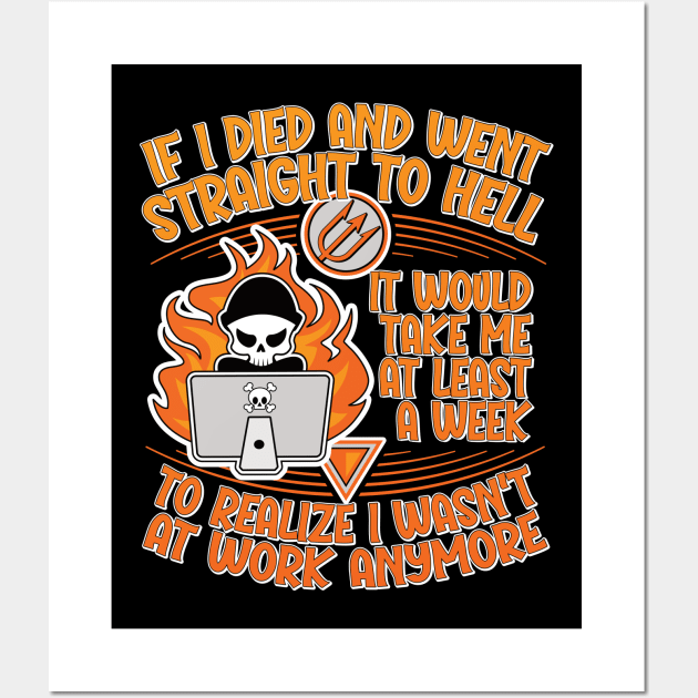 If I Died and Went Straight to Hell, it Would Take Me at Least a Week to Realize I Wasn't at Work Anymore Wall Art by RobiMerch